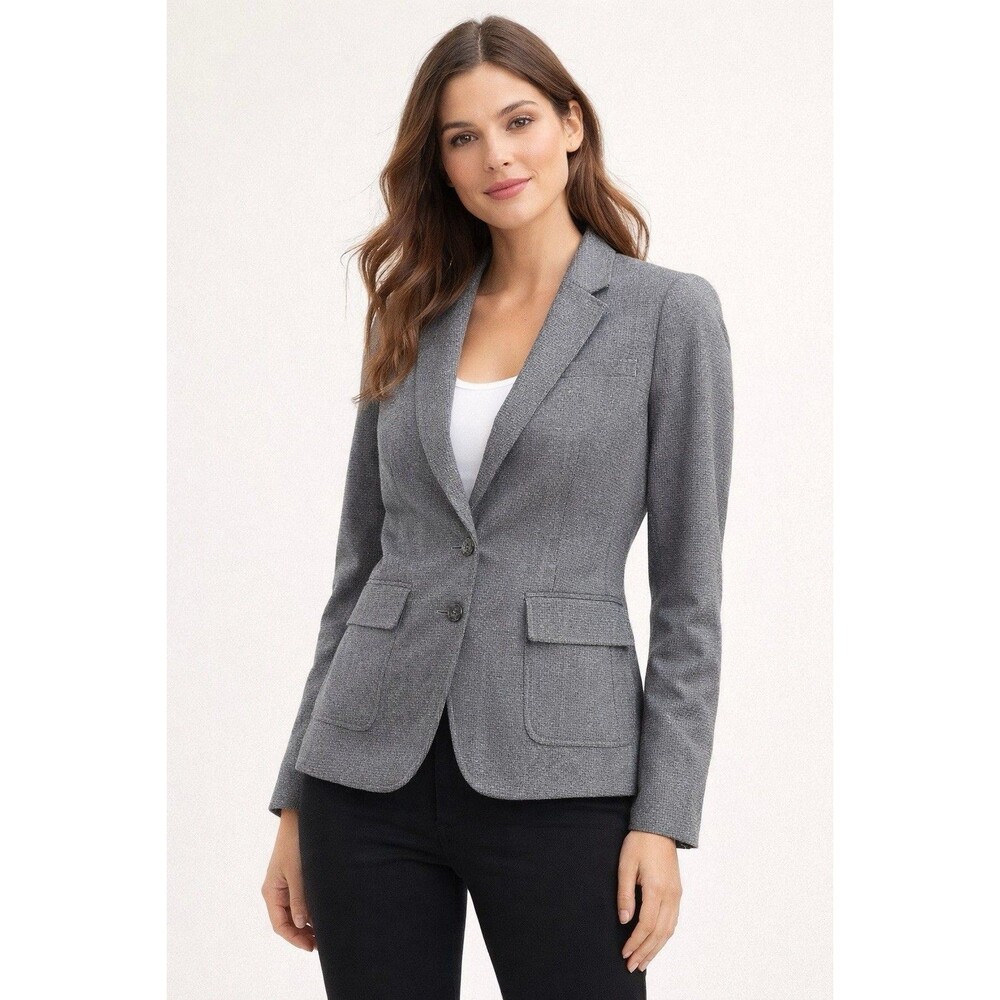 BANANA REPUBLIC Wool Blend Lightweight Classic Blazer Sz 6 stretch Gray Career